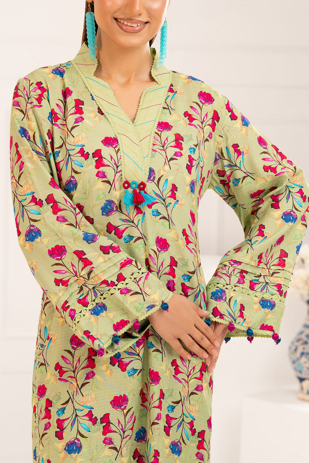 ZT-0004 Piece Printed Slub Viscose Suit WNST-52008